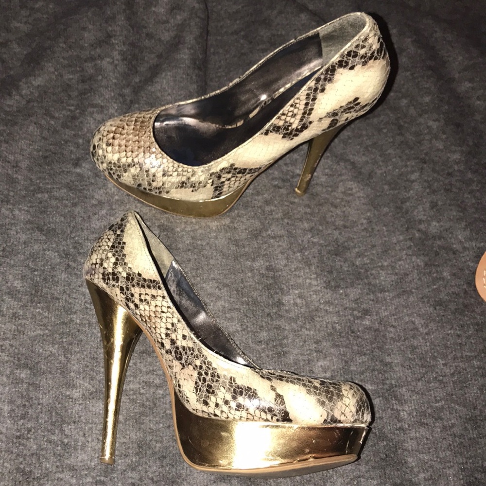 Snakeskin And Gold Heel